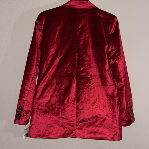 FREE PEOPLE Ashby Brushed Velvet Holiday Christmas Red Blazer Oversized Size M - Picture 4 of 16
